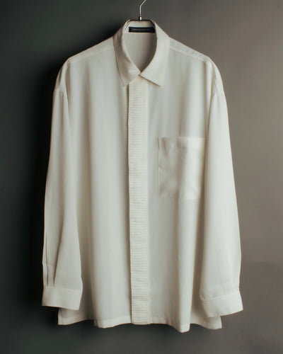 “UMBERTO GINOCCHIETTI“ 80’s-90’s pleated front ivory dress shirt