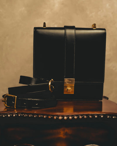 "GUCCI" 70's-80's Structured leather shoulder bag