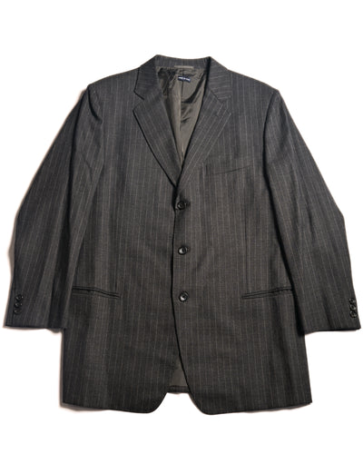 GIORGIO ARMANI/ Oversized Stripe Single Breasted 3B Tailored Jacket Gray