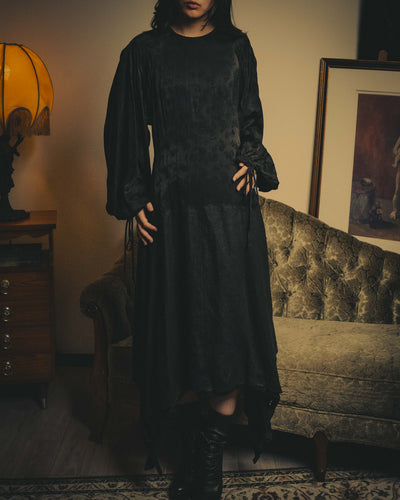–SPECIAL– “LOEWE” 10’s-20’s Floral jacquard gathered long dress