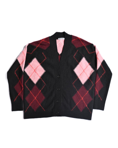 Molly Goddard/ Argyle Lambswool & Mohair Cardigan Black & Pink