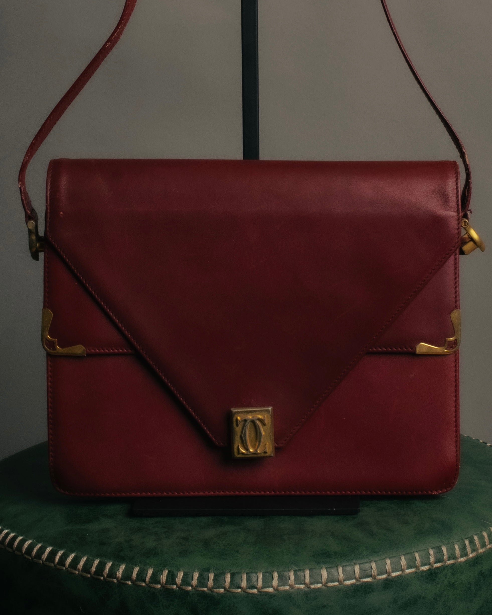 Cartier ショルダーバッグ マストライン レザー ボルドー ゴールド金具