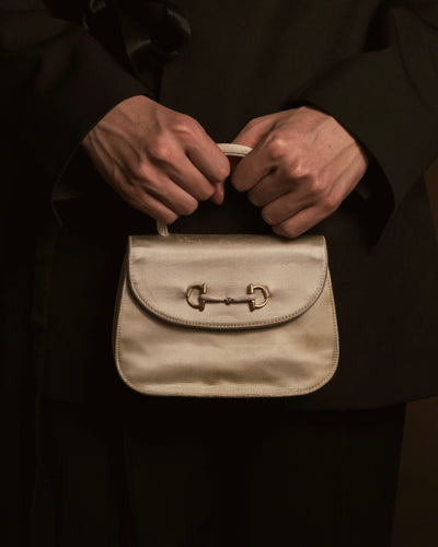 –SPECIAL– "GUCCI" 95-98’s Satin horsebit top-handle bag