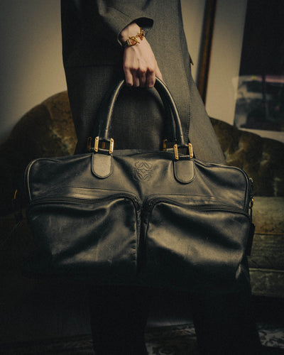 -SPECIAL- “LOEWE” 80’s-90’s Anagram multi-pocket leather travel bag