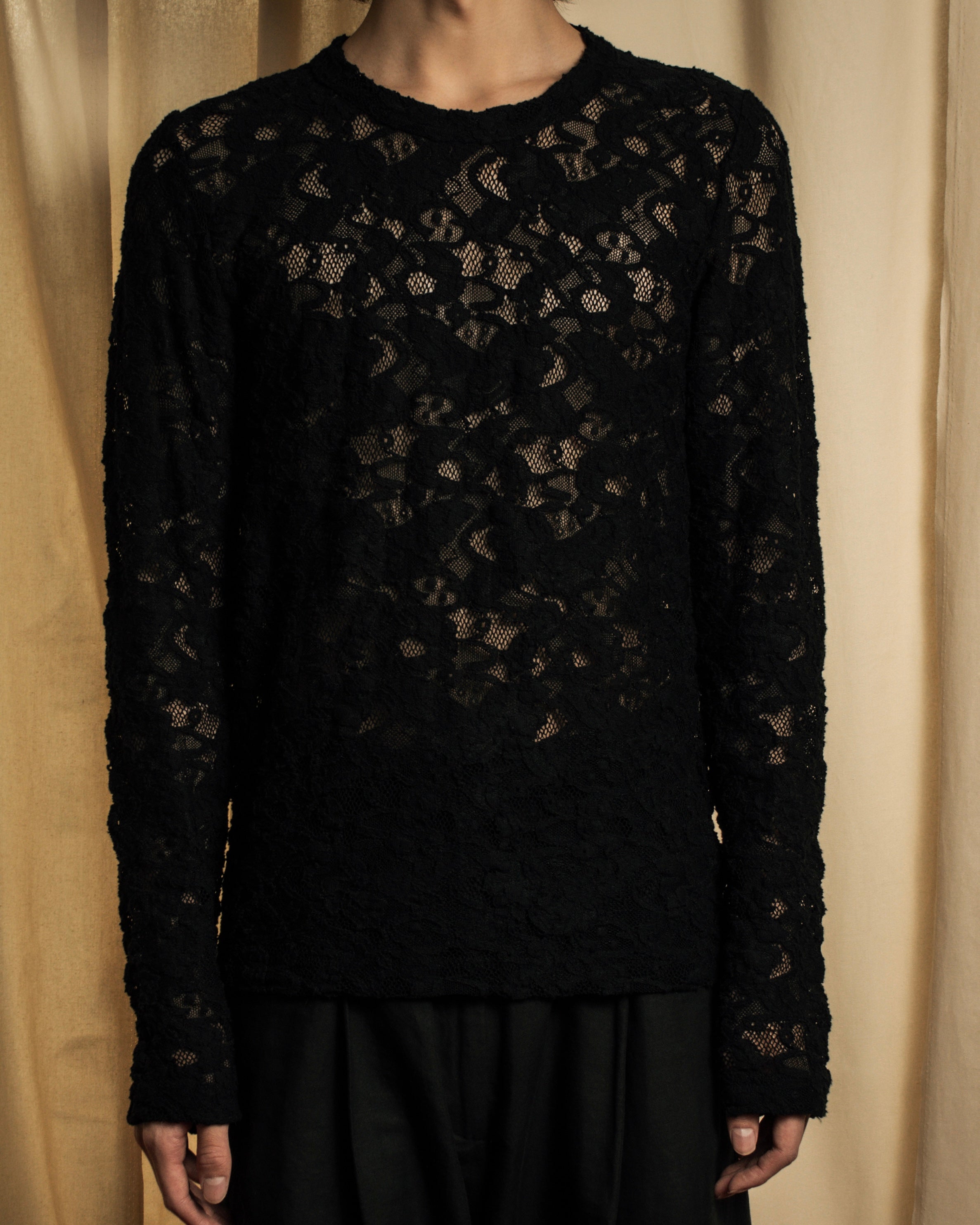 COMME des GARÇONS - 20SS Floral Motif Lace Pullover - Black - Size 