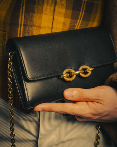 -SPECIAL- “Saint Laurent” 20’s Le Maillon smooth leather chain wallet