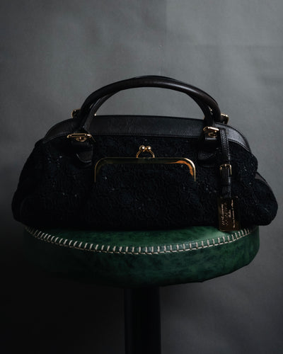 "DOLCE & GABBANA" 2005-06 Anniversary lace kisslock leather handbag