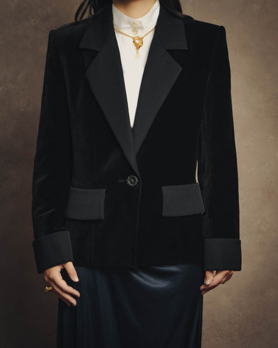 –SPECIAL– “Yves Saint Laurent” 90’s-00’s Velvet tuxedo tailored jacket