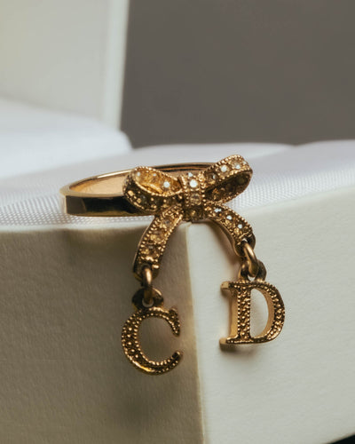 -SPECIAL- “Dior” 00’s-10’s Ribbon CD logo charm ring