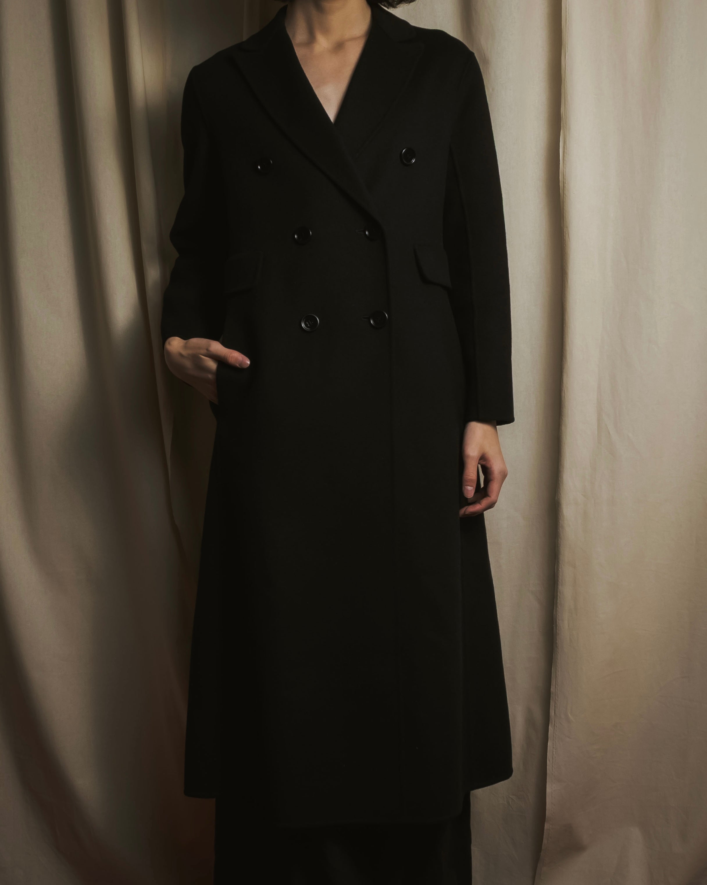 MaxMara 黒 ダブルブレスト ロングコート 美品✨️マックスマーラ