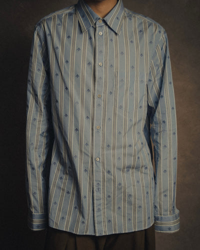 –SPECIAL– “GUCCI” 2018-2021 Bee embroidered striped dress shirt