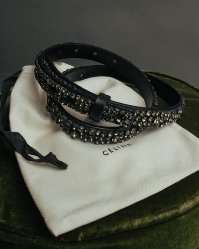 “CÉLINE” 2010 Crystal embellished leather belt