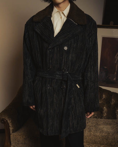 "Christian Dior" 80's-90's Classically tailored belted double-breasted coat