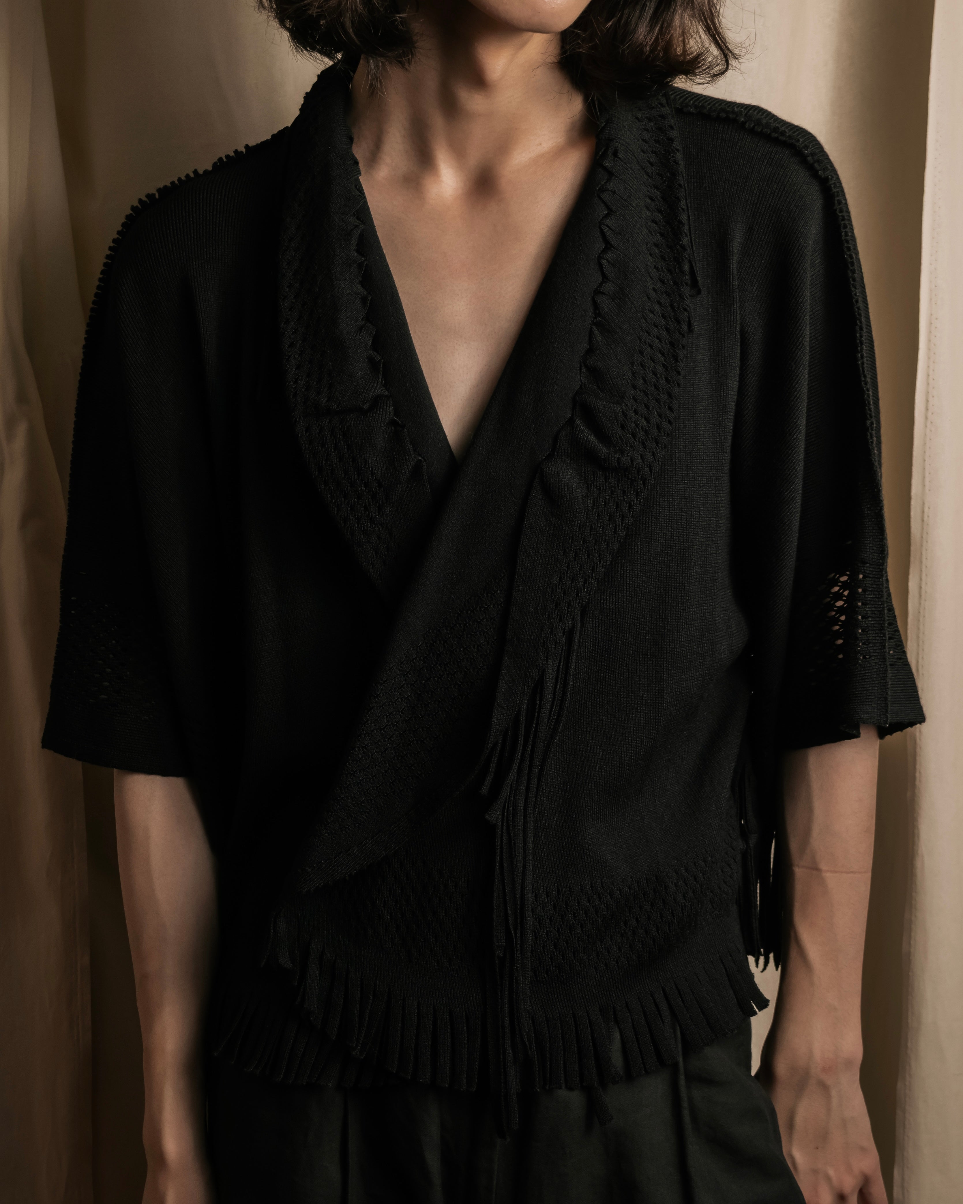 ISSEY MIYAKE (イッセイミヤケ) - ラフニット フリンジ ラップ 