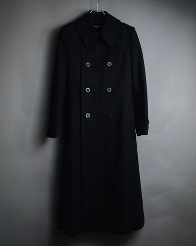 "RALPH RL LAUREN" 00’s Maxi double breasted herringbone wool blend coat