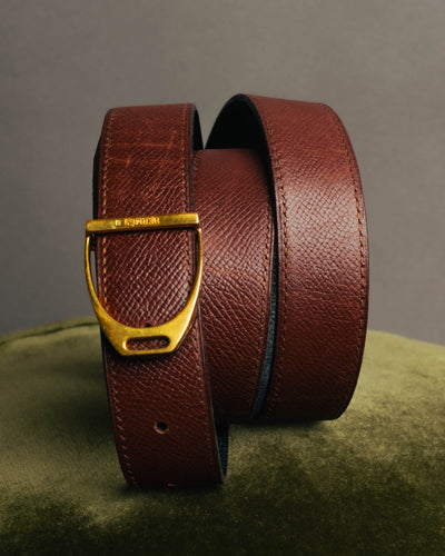 "Hermès" Vintage grained leather belt