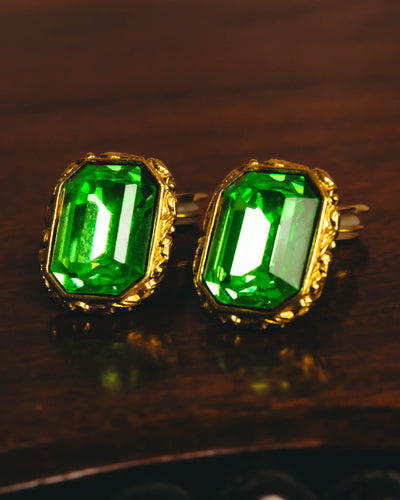 "Yves Saint Laurent" 80's-90's Emerald green clip-on earrings
