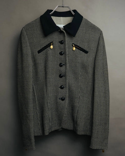 "Christian Dior" 80's-90's Wool-blend houndstooth jacket