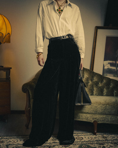 –SPECIAL– "SAINT LAURENT" 2023's Pleated velvet extreme flare pants