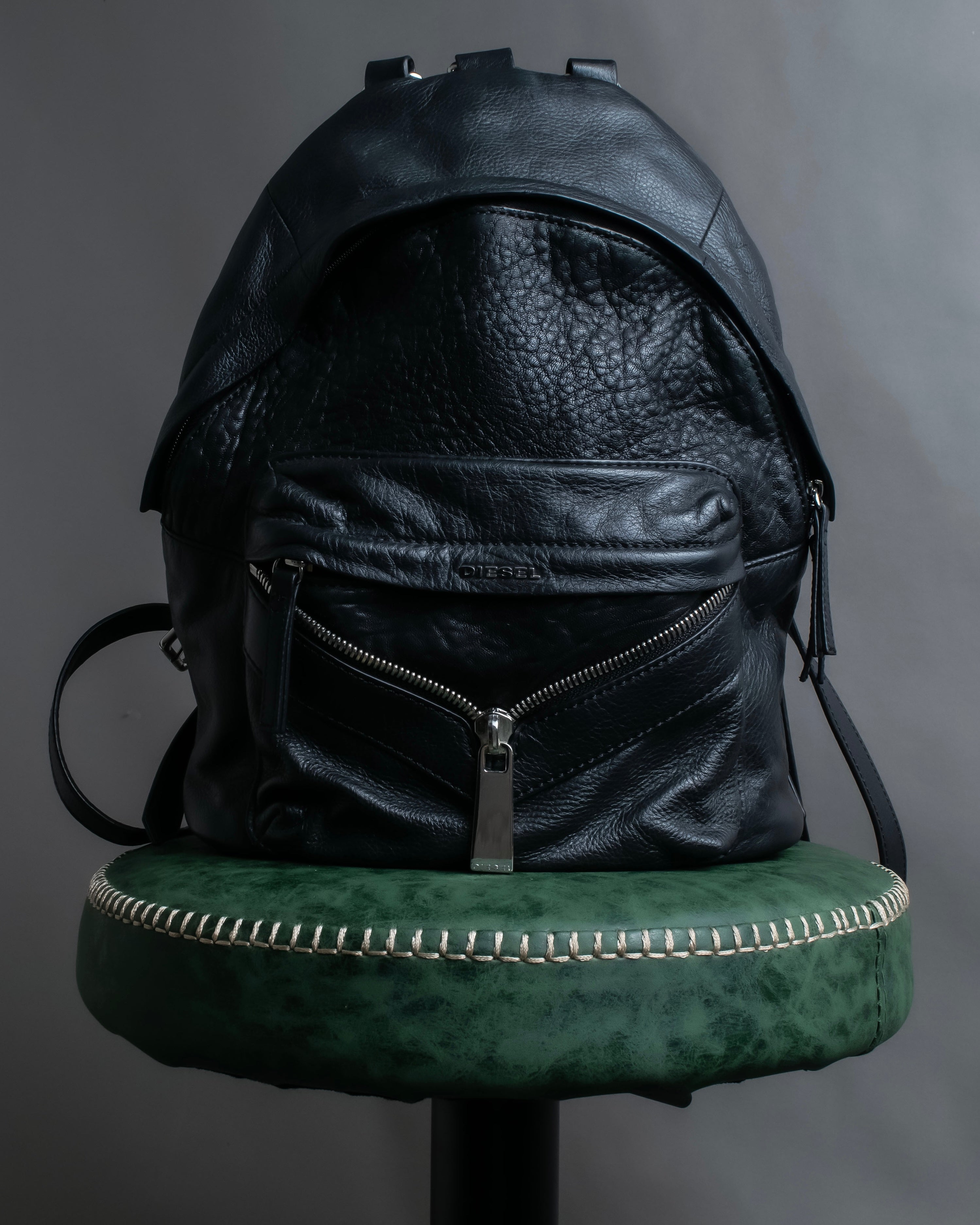 diesel backpack - leather DIESEL" Decorative zip design leather backpack – MOOD
