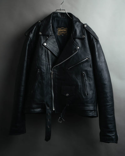 -MOOD MILLÉSIMES- 80’s-90’s heavy-grain double riders jacket
