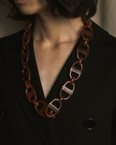 "Christian Dior" Sculptural tortoiseshell resin chain necklace