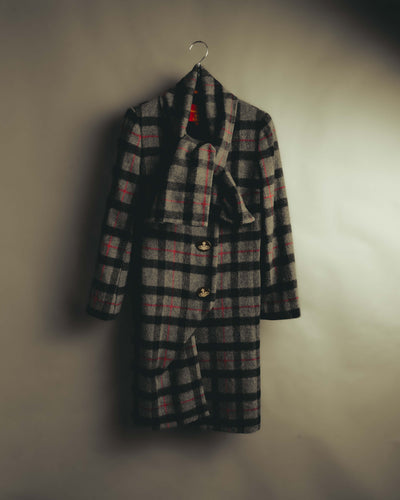 “Vivienne Westwood RED LABEL” 00’s-10’s Draped tartan check flared wool coat
