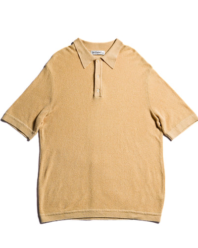 VINTAGE/ Relax Sized Summer Knit Polo Shirt Yellow