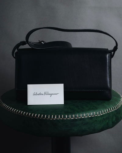 "Salvatore Ferragamo" 90’s-00’s Minimal brushed buckle shoulder bag