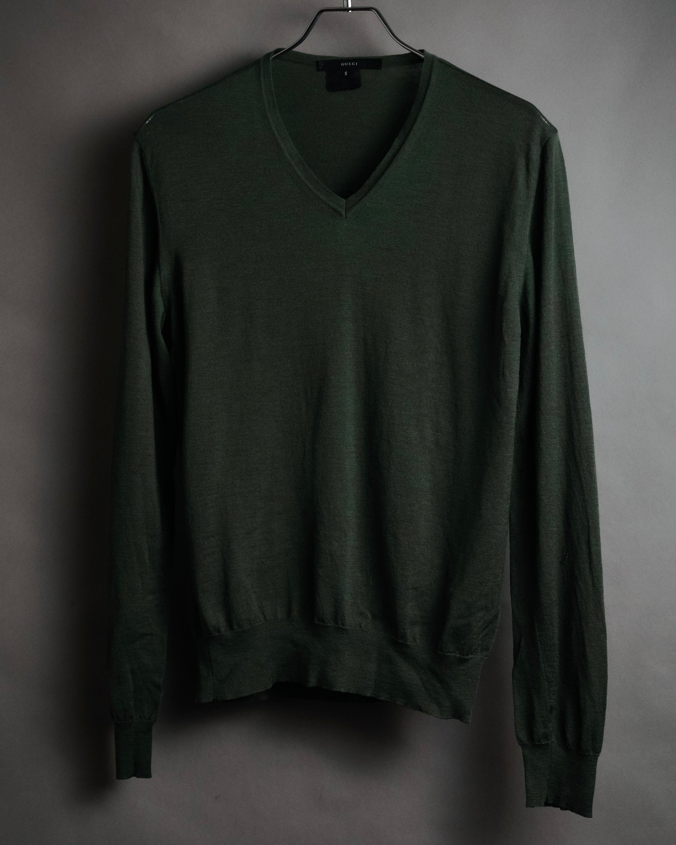 GUCCI (グッチ) - Vネックニット - グリーン - 48 - ファインゲージ