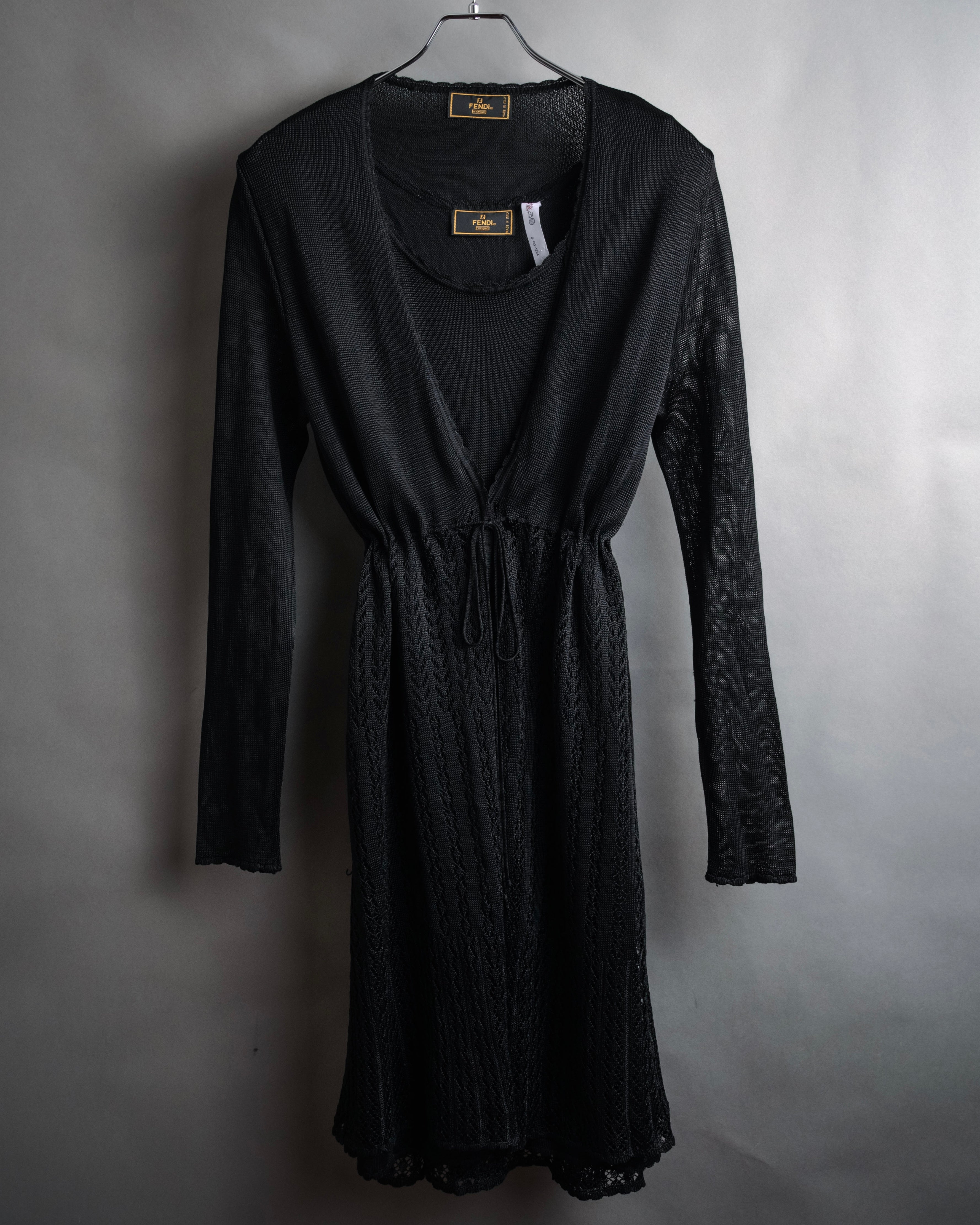 FENDI - Openwork Knit Ensemble - Black - 90s 00s Vintage 