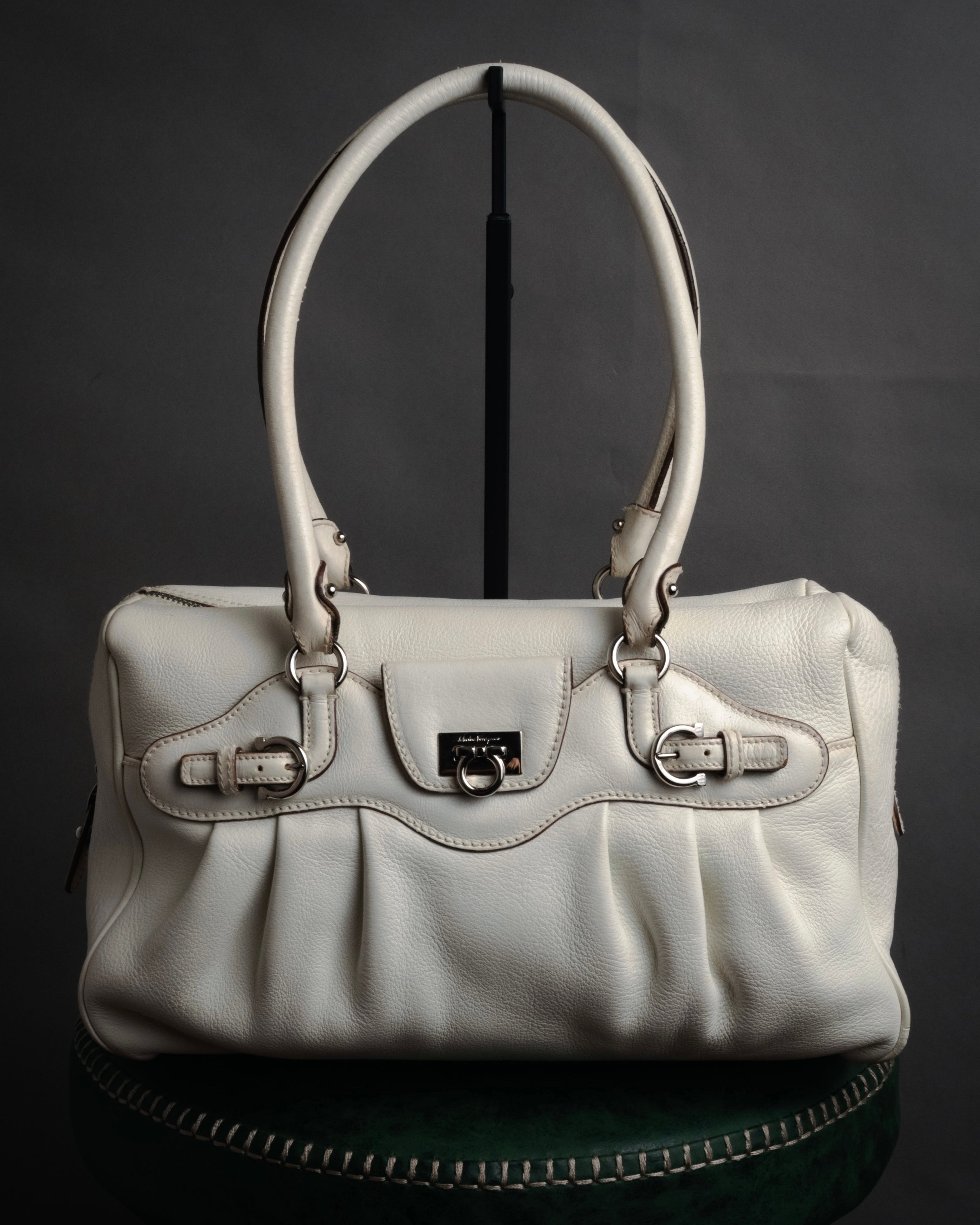 Salvatore Ferragamo” 2000's gancini pleated leather handbag – MOOD