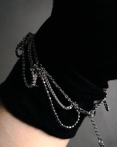 "Christian Dior" 00’s pavé letter charm multi chain bracelet