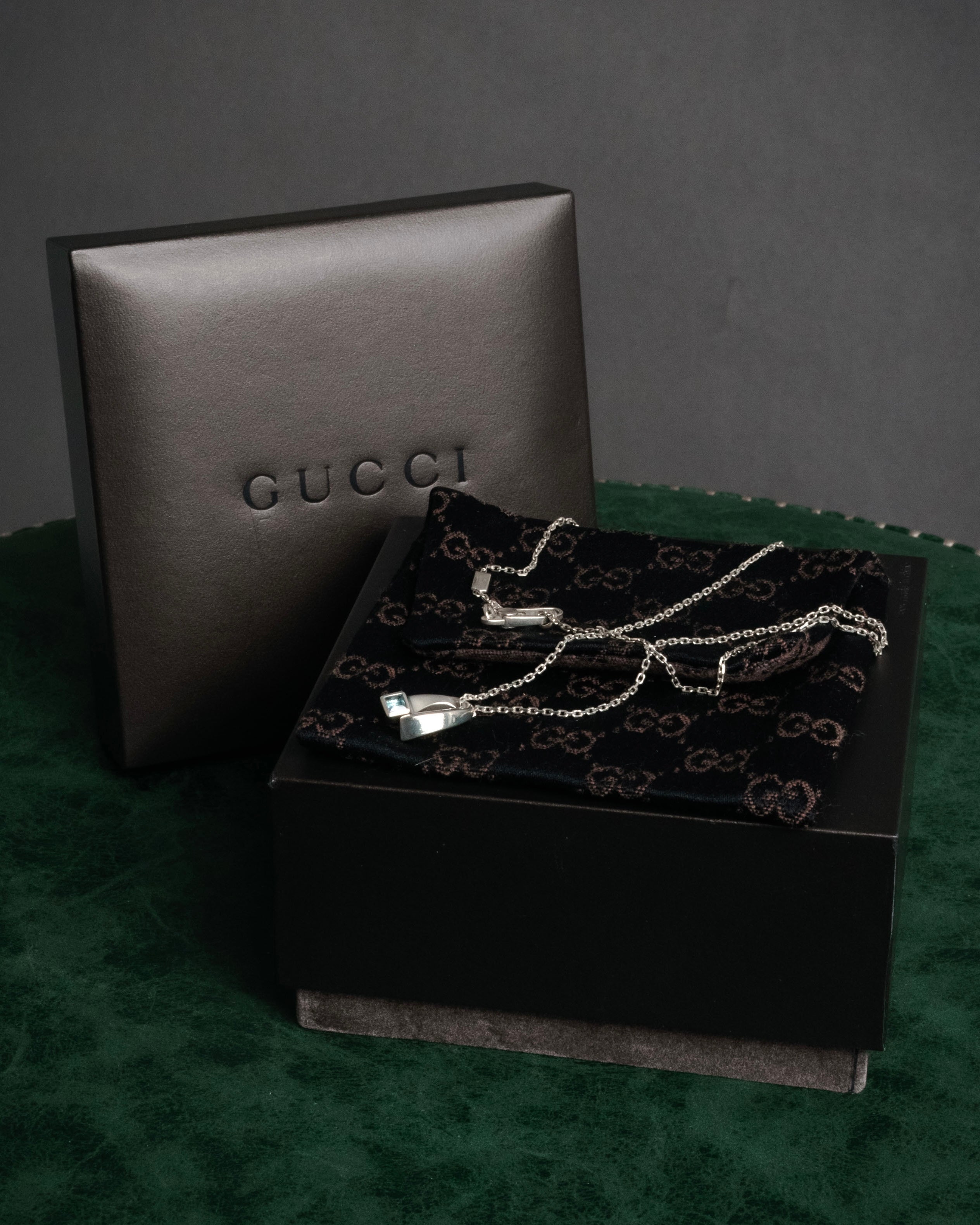 GUCCI (グッチ) - ネックレス - シルバー - スクエア ブルー ストーン 