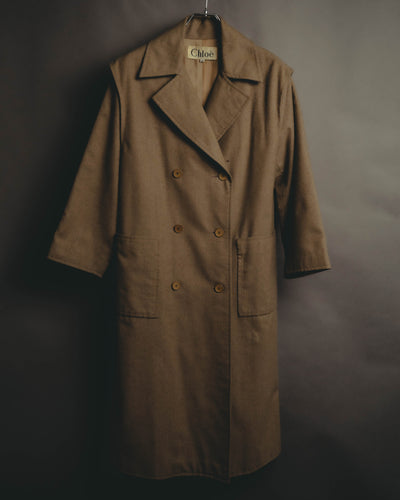 "Chloé" 70's-80's Wide-lapel double-breasted long coat