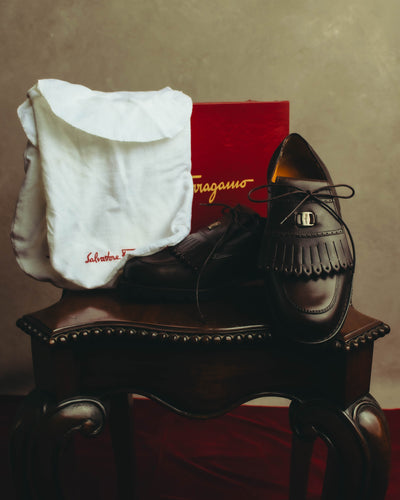 "Salvatore Ferragamo" 90's-00's Kiltie fringe leather derby shoes