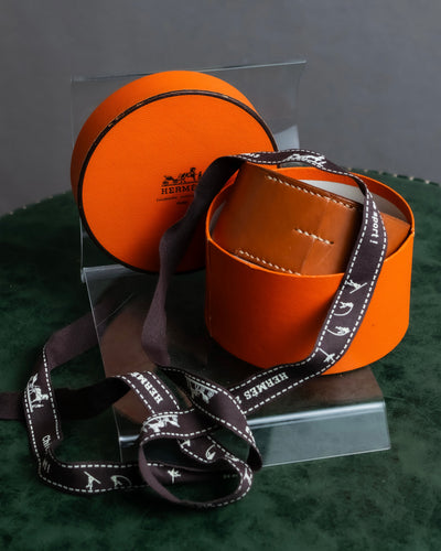 "HERMES" Camel brown color leather bangle