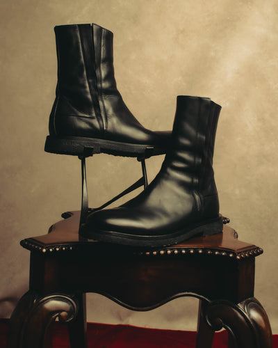 “Dior Homme” 2000's Smooth leather side zip crepe sole boots