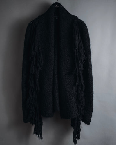 "GUCCI" 2012AW fringed camel mohair knit cardigan