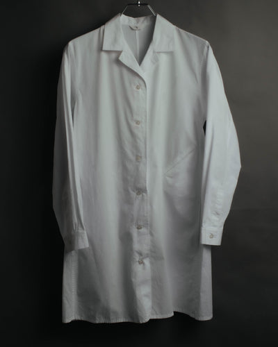 "Y's" 90's-00's Open collar long cotton shirt coat