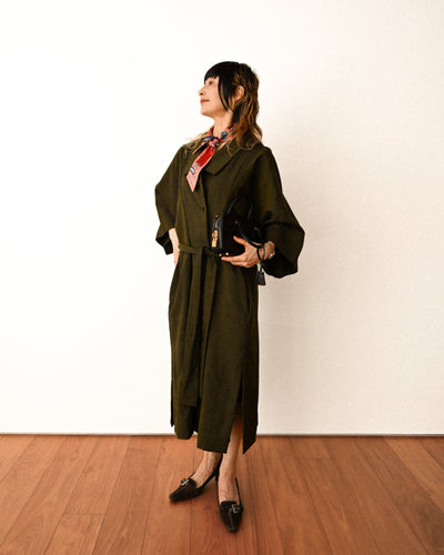 Henrik Vibskov/ Big Collar Short Sleeves Designed Shaped One Piece Khaki
