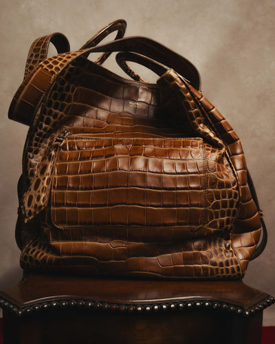 “Max Mara” 00’s-20’s crocodile-embossed 2way backpack