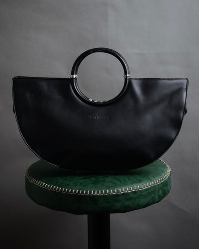 “Gianni Versace” 90’s Half moon ring handle leather bag