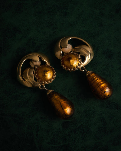 “GIANFRANCO FERRE“ 80’s-90’s Sculptural amber drop earrings