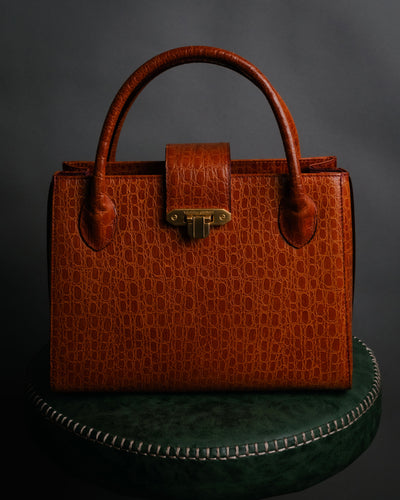 “Valentino Garavani” 80’s-90’s Crocodile embossed structured handbag