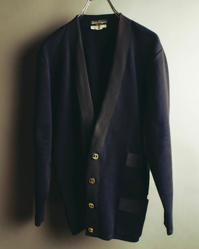 "Salvatore Ferragamo" 80's-90's Elegant cotton knit cardigan