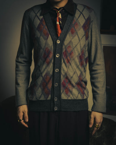 –SPECIAL– "Hermès" 90's-00's Plaid cashmere cardigan