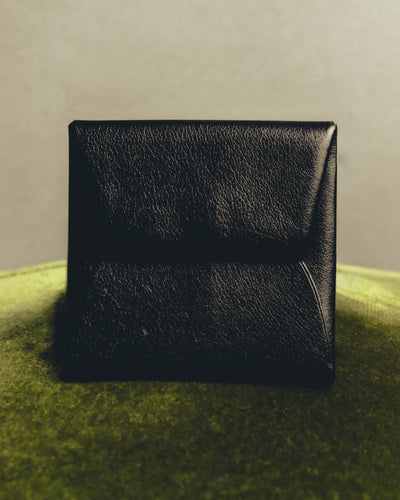 "Hermès" Black grained leather coin case