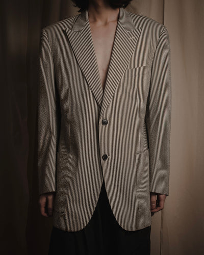 "HERMES" 00's striped stretch cotton tailored jacket