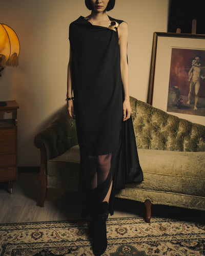 -SPECIAL- "FERRAGAMO" 2020's Sculpturally draped asymmetric maxi dress